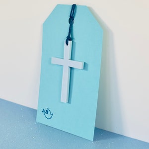 Etiquette cadeau croix acrylique, étiquette de sac cadeaux pour sacrements pour cadeaux de 1ère communion et confirmation, idée cadeau catholique attentionnée, Sainte-Croix