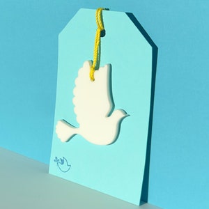Etiqueta de presente, etiqueta de presente de pomba de acrílico, papel de presente, etiqueta de bolsa, pomba cortada a laser, enfeite de acrílico, embrulho de Natal, lembrança de acrílico, lembrancinha de festa