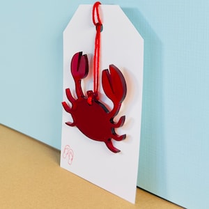 Acryl cadeaukaartje krab, leuke strandbedankjes voor bruiloften Ir krab kookt, perfect voor cadeau tags en zomerbijeenkomsten,