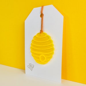 Acryl bijenkorf cadeaulabel, gastvrouw cadeau, bijenkorf, geschenken honingbij, bijornament, hommelbedels, cadeaulabel, geschenken bijenliefhebber, labels voor etenswaren