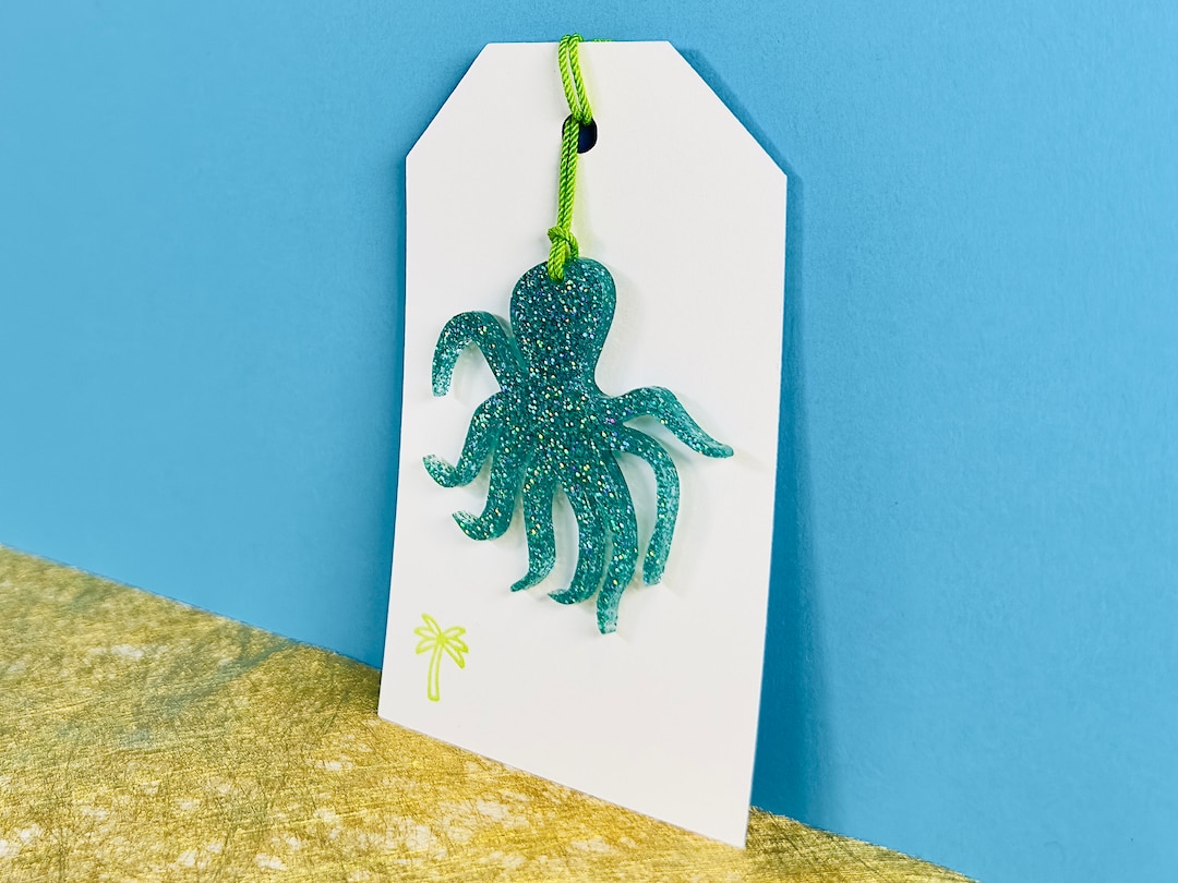 Acrylic Octopus Gift Tag, Coastal Party Favor - Etsy