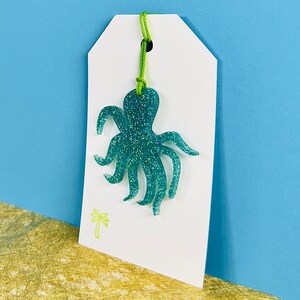 Acryl Oktopus Geschenkanhänger, stilvolle dekorative Meerestiere Anhänger für Goodie Bags & Geschenke, perfekt für Freunde, Küstenpartys, alles Gute zum Geburtstag