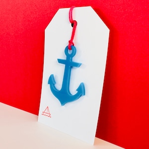Etichetta regalo con ancora in acrilico, biglietto di auguri nautico Bon Voyage per confezioni regalo, perfetto per regali a tema yacht e auguri di buona fortuna, carta regalo Ships Ahoy