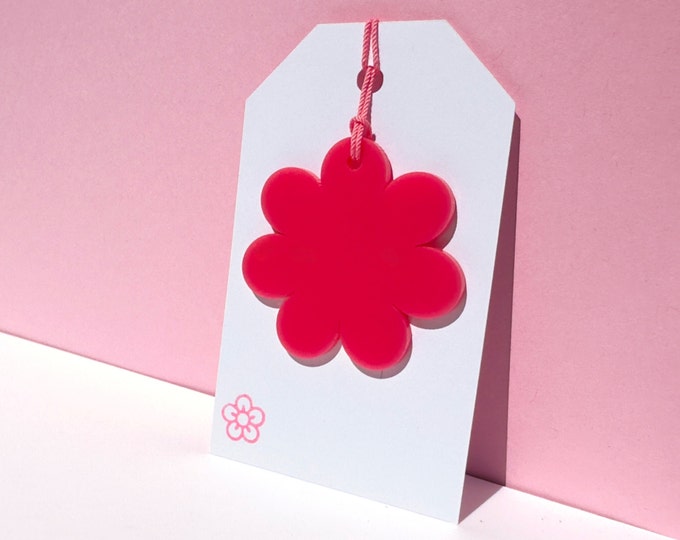 pink daisy gift tag