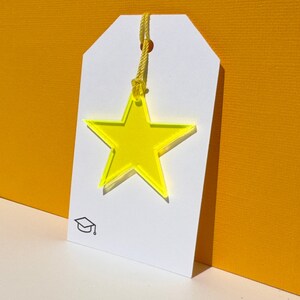 Etiqueta de estrela de formatura em acrílico, etiquetas de parabéns elegantes para pendurar em sacolas de brindes, ideia de presente atenciosa para festa de formatura, ideias de embrulho para presente festivo de formatura