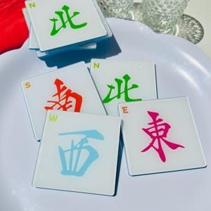 Acrylic Mahjong Drink Coasters, Stylish Game Night Beverage Coaster Set, Perfect For Mahjong Parties, Unique Gift For Mahjong Enthusiasts
