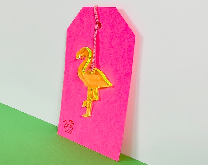 flamingo gift tag