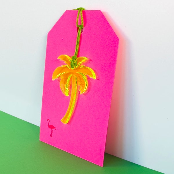 palm tree gift tag/ beach theme party tag/ tropical gift tag/ acrylic palm tree/ beach theme gift tag/ beach party favor/ handmade card