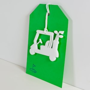 Acrylic Golf Cart Gift Tag, Fun Happy Fathers Day Card For Golf Lovers, Ideal For Masters Golf Party Ideas & Goodie Bags Hole In One Events