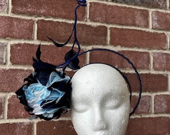 Blue Halo Feather Fascinator