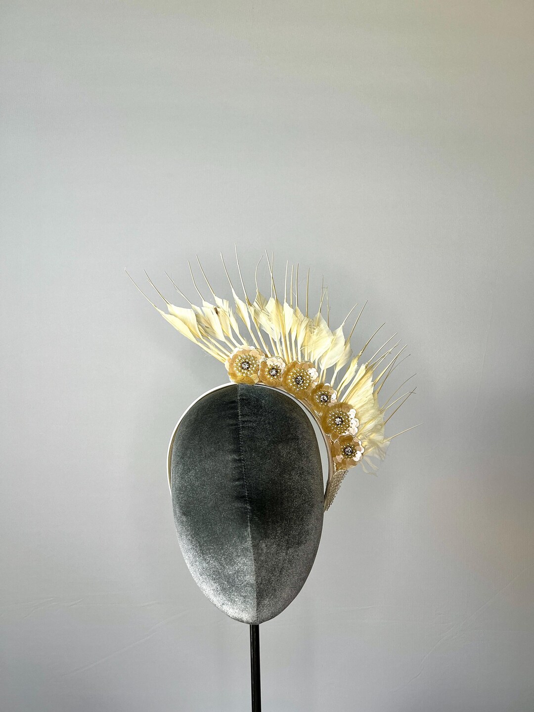 White Leather Wildflowers Headpiece