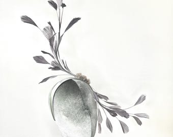 Meraki Grey feather headpiece
