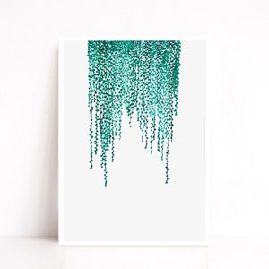 Herzkette, Ceropegiawoodii Kunstwerk, Kette von Herzen Malerei, botanische fallen Dekolon nerisch Pflanze Aquarell, Aquarell Pflanzenmalerei