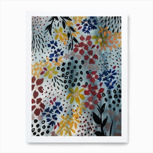 Rippling floral, floral painting, meadow, ditsy, wall art, flower print