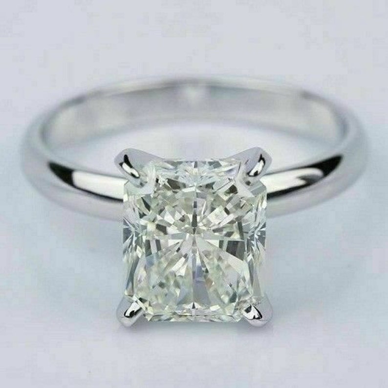 Radiant Cut Moissanite Solitaire Engagement Ring White Moissanite Ring 1.50ct Moissanites 10k White Gold Ring Luxpensive Handmade Rings