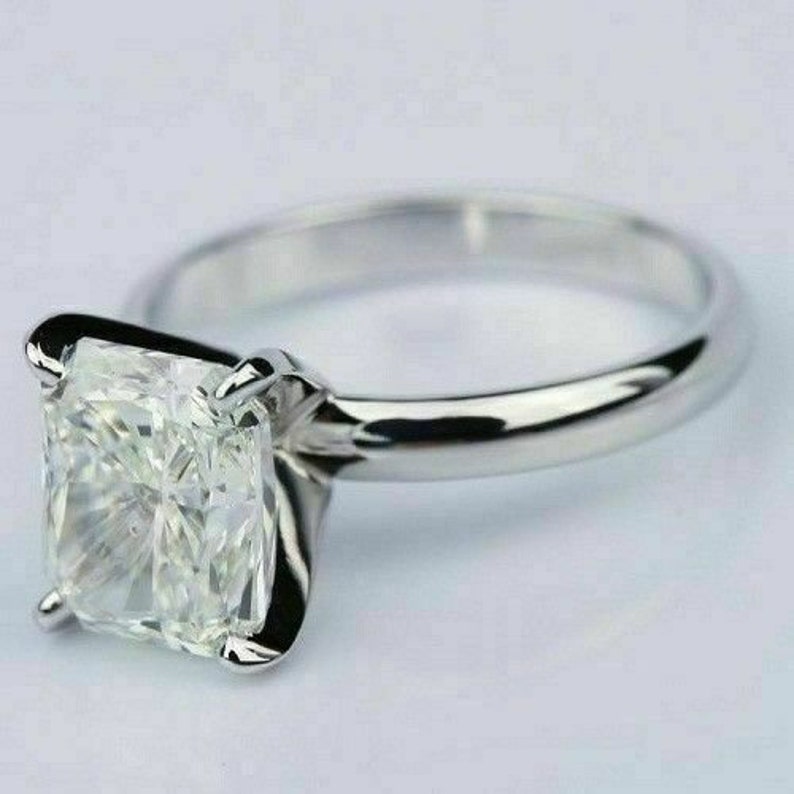 Radiant Cut Moissanite Solitaire Engagement Ring White Moissanite Ring 1.50ct Moissanites 10k White Gold Ring Luxpensive Handmade Rings