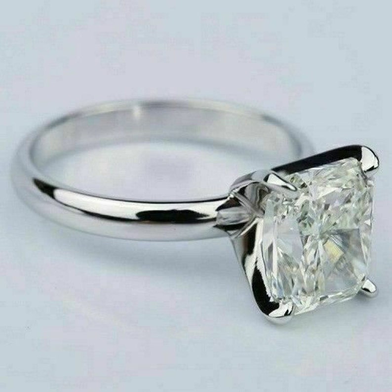 Radiant Cut Moissanite Solitaire Engagement Ring White Moissanite Ring 1.50ct Moissanites 10k White Gold Ring Luxpensive Handmade Rings