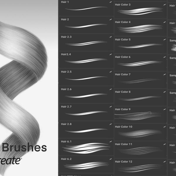 Procreate Hair Brushes | Hair Brush, Easy beginners brush, Procreate Brush Set, Eyelash Eyebrows Brushes, Hairstyle Procreate