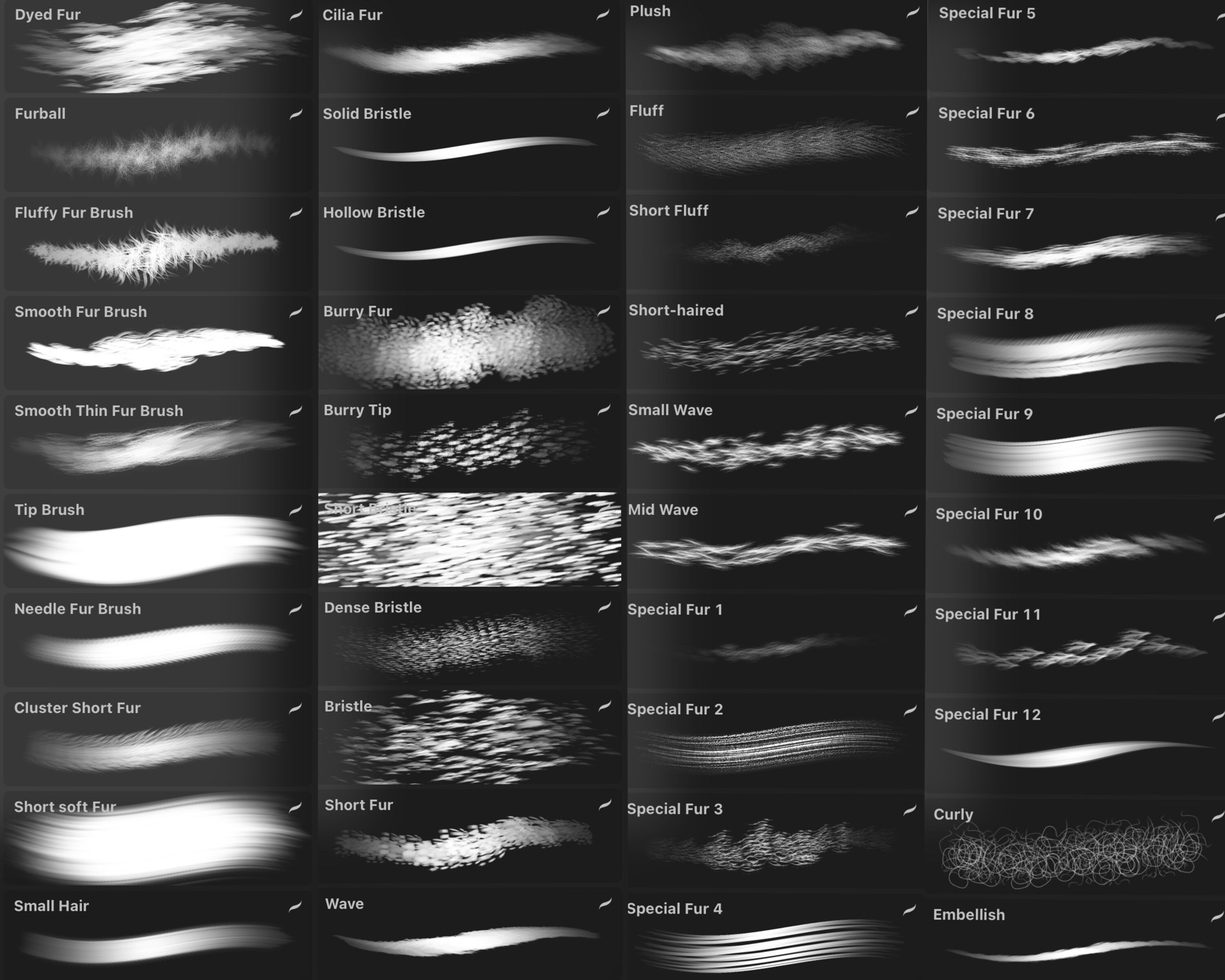 Procreate Fur Brush Set, 40 Fur Brushes, Realistic Animal Hair Brushes