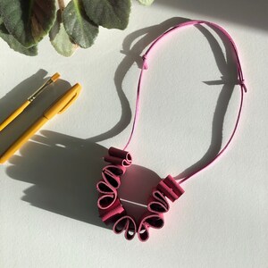 Unique handmade Multi-way upcycled leather necklace. minimalist statement pastel short long jewellery 100% genuine leather. Pink