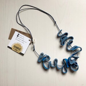 Multiple colour options: Statement Adjustable Mini Doodle Leather Necklace, one of a kind, unique upcycled jewellery image 5