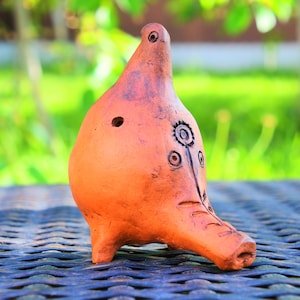 Сeramic whistle, Red clay whistle, bird whistle, folk bird, twitter bird, porcelain bird, musical bird,