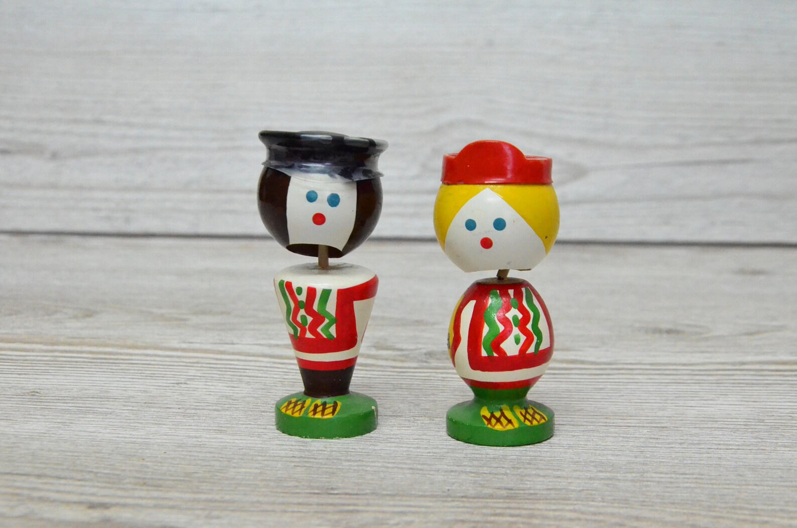 Antique Wooden Figurines of Folk Art of Man and Woman Russian Etsy