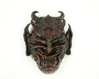 Ceramic Mephistopheles Mask, Devil Face, Demon Mask ,Wall Mask, Halloween Gift,