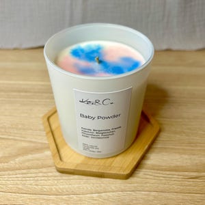 Scented candle baby powder, scented candle in a glass with lid, decorative spring candle, scented candle, organic scented candles, Valentine&#39;s Day gift