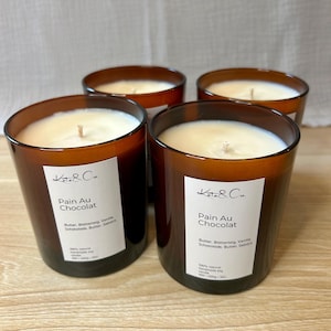 Scented candle Pain Au Chocolat, scented candle in a glass with lid, decorative spring candle, scented candle, organic scented candles, Valentine&#39;s Day gift