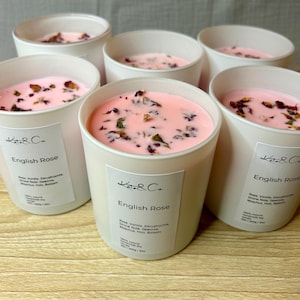 Scented candle English Rose, scented candle in a glass with lid, decorative spring candle, scented candle, organic scented candles, Valentine&#39;s Day gift, Mother&#39;s Day