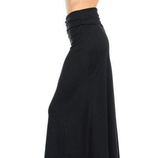 Buttery Soft Basic Solid Maxi Skirt, Casual Long Skirt, Ankle Length, Black, Red, Teal, and White High Waisted, Casual or Dressy - 7 Styles