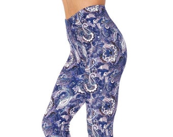 blue paisley leggings