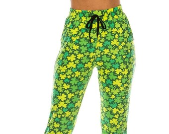 Knit Pajama with celtic print and plain trousers.