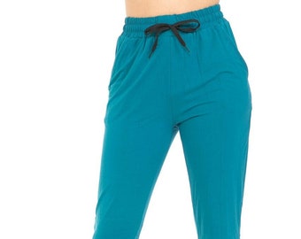 Solid Basic Teal Joggers Buttery Smooth Jogger Pants with Pockets and Drawstring, Sweats, Turquoise, Sweatpants, Relaxed Fit, Comfy