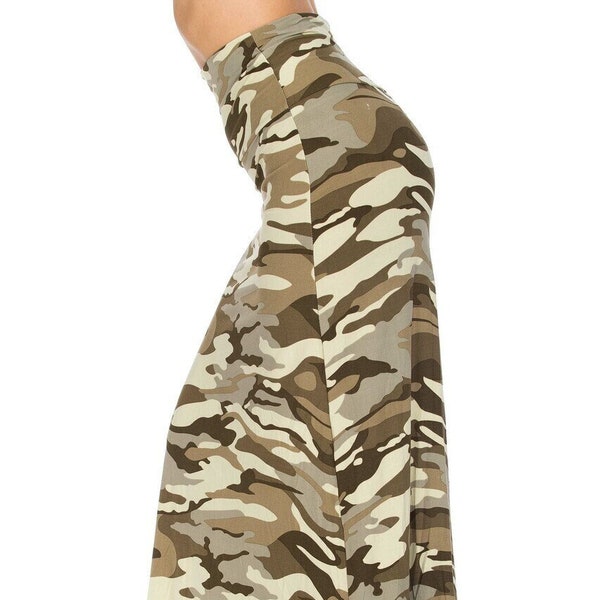 Creamy Soft Maxi Skirt, Long Skirt, Ankle Length, Camouflage, Striped, Pinstripe, Camo, Army Print Skirt, High Waisted, Casual Skirt