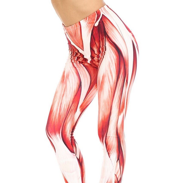 Muscle Leggings by USA Fashion™, Creamy Soft Leggings® Collection, Muscular, Anatomical, Hand-Made, Skeleton, 200 GSM, Digital Laser Print