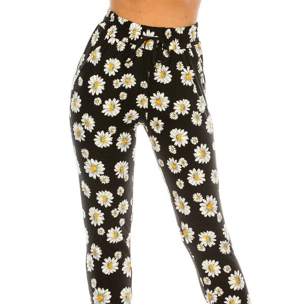 Daisy Joggers Buttery Soft Jogger Pants with Pockets and Drawstring, Floral Print, Sweats, Flower, Women's Joggers, Sweatpants, Relaxed Fit