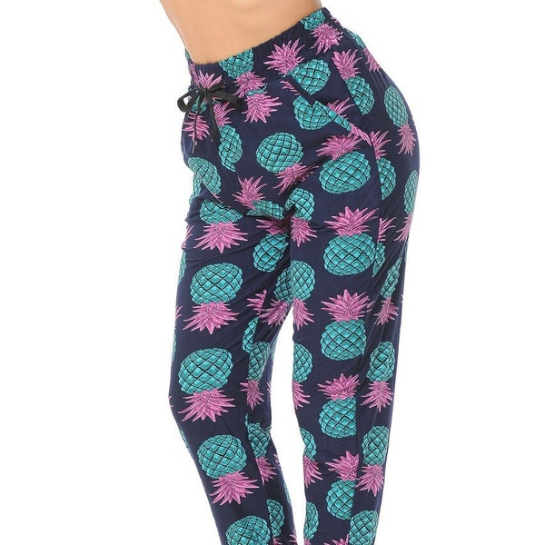 Zig Zag Pineapple Print Women's Joggers
