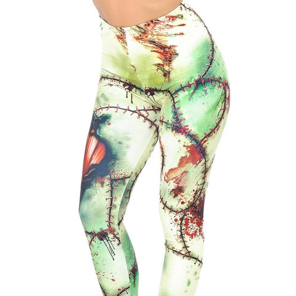 Zombie Leggings by USA Fashion™, Creamy Soft Leggings®, Zombie Costume, Halloween Outfit, Monster, Creepy, Frankenstein, Horror