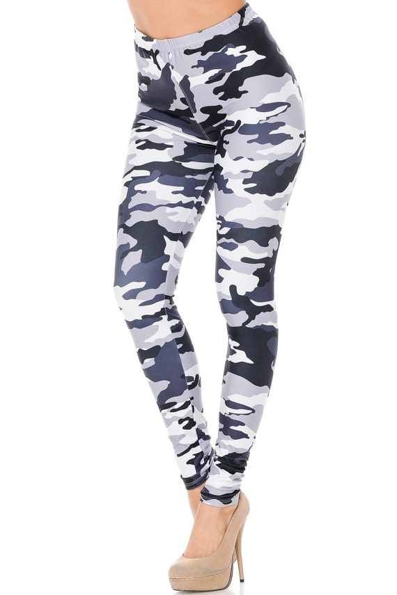 Black and White Camouflage Leggings by USA Fashion™, Creamy Soft