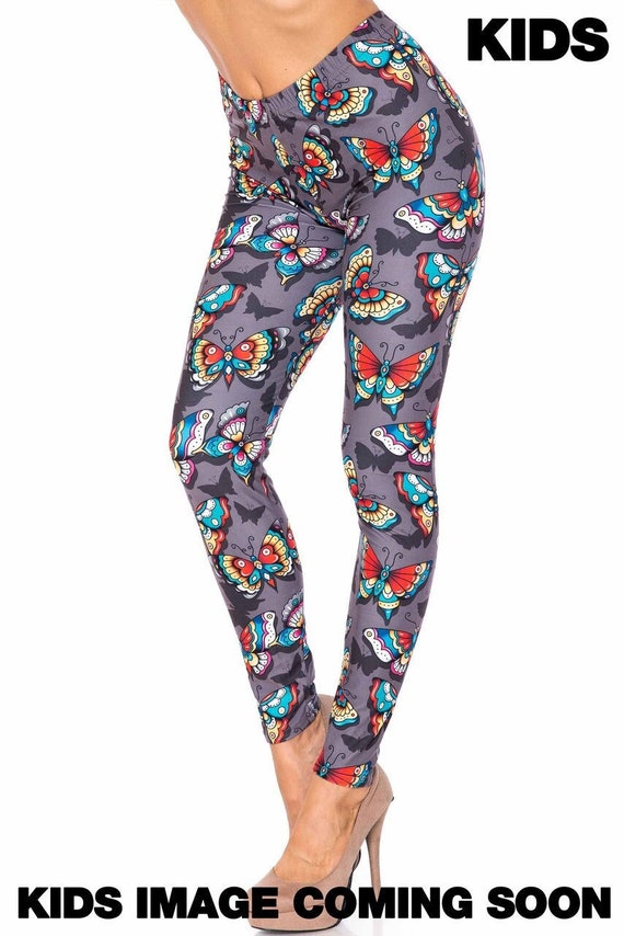 Kids Jewel Tone Butterfly Leggings by USA Fashion™, Creamy Soft