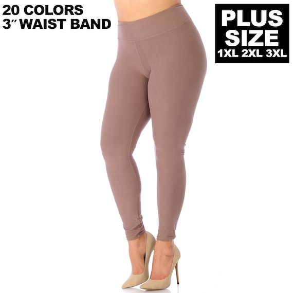 Plus Size Buttery Soft Basic Solid High Waisted Leggings 3 Inch