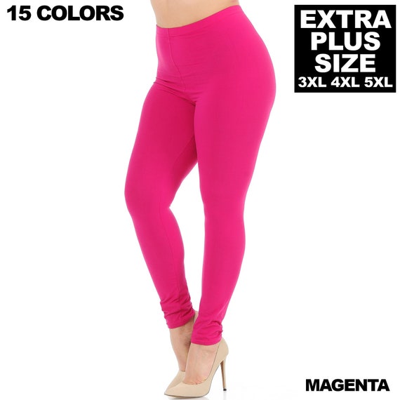 Extra Plus Size Creamy Soft Solid Basic Leggings by New Mix, Fits 3XL, 4XL,  5XL, Full Length, Milk Silk, Women's Leggings 15 Colors 