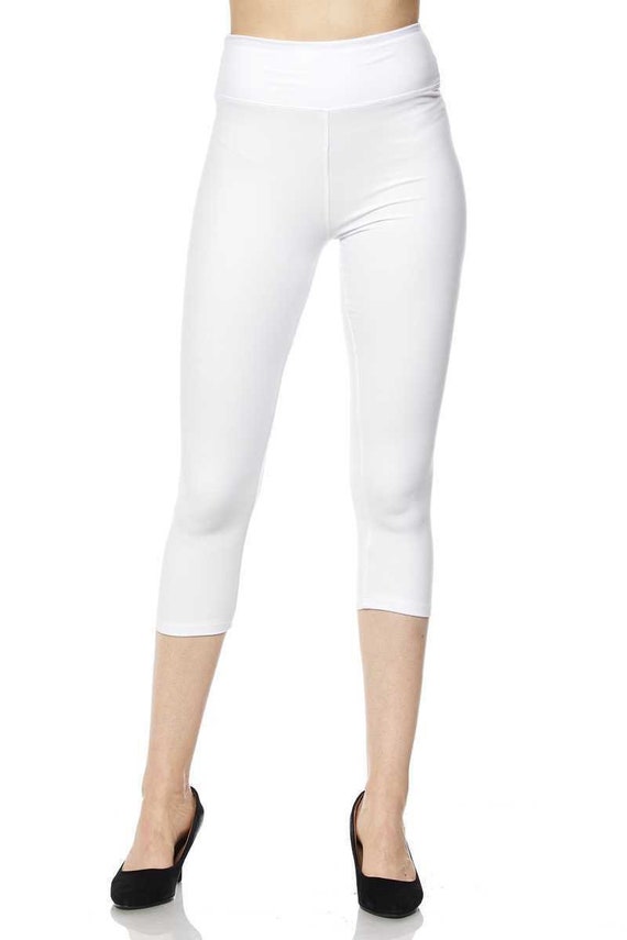 Creamy Soft Basic Solid High Waisted Capris 5 Inch High Waist, New