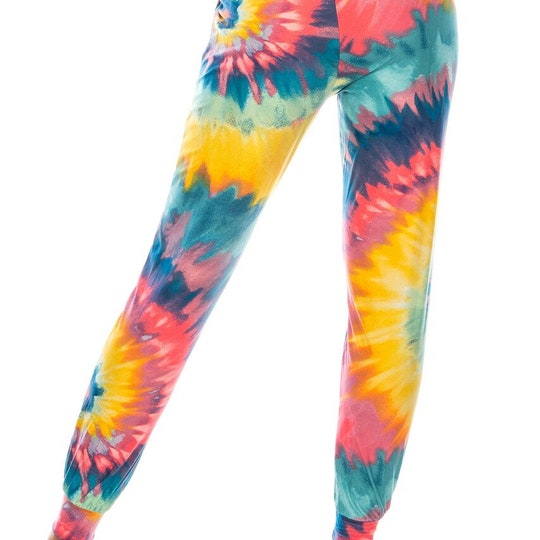 Multi-Color Bold Tie Dye Joggers Buttery Soft Jogger Pants with Pockets and Drawstring