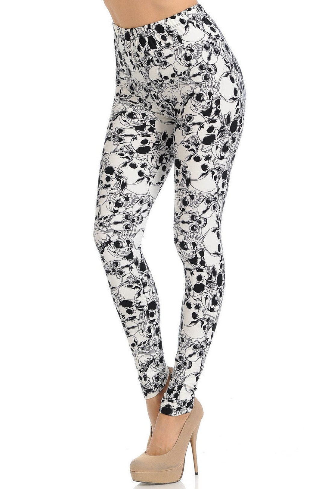 Buttery Soft White Layers of Skulls Leggings Women's and - Etsy