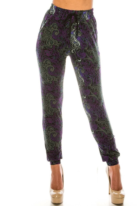 Buttery Smooth Purple Tangled Swirl Joggers, Women's Jogger Pants With  Pockets and Drawstring, Milk Silk Leg Fashion, Sweatpants 