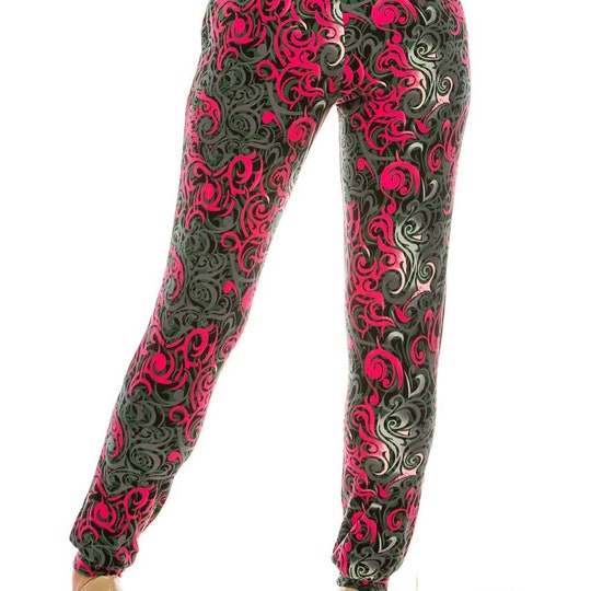 Disover Buttery Soft Fuchsia Tangled Swirl Joggers, Jogger Pants with Pockets and Drawstring