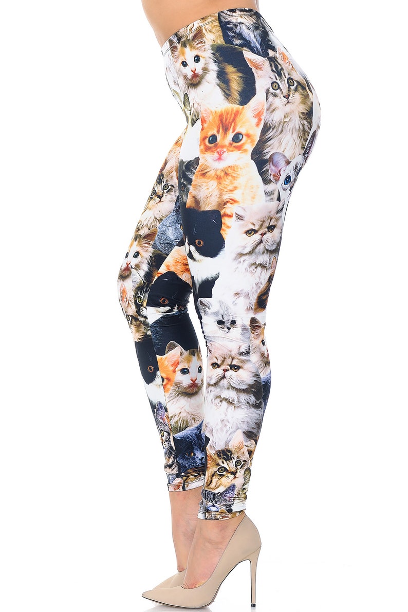 Kitty Cat Collage Leggings by USA Fashion™ Creamy Soft Etsy